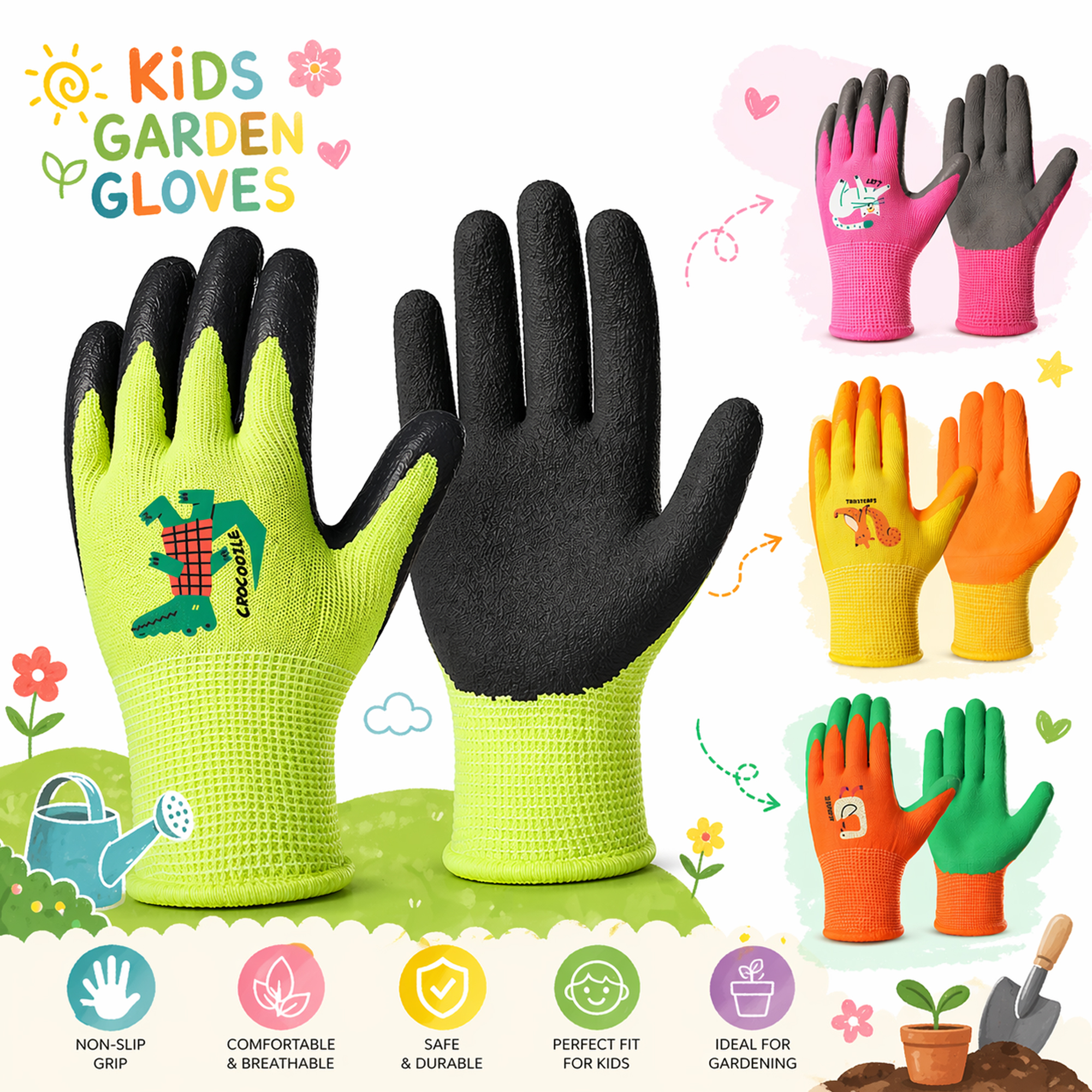 Gardening Tools For 6 Year Old - 4 Pairs Kids Gardening Gloves Latex