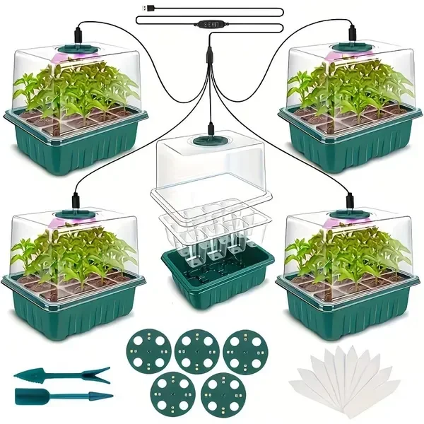 Propagation Tray Dome - 5-Pack Seed Starter Kit with LED
