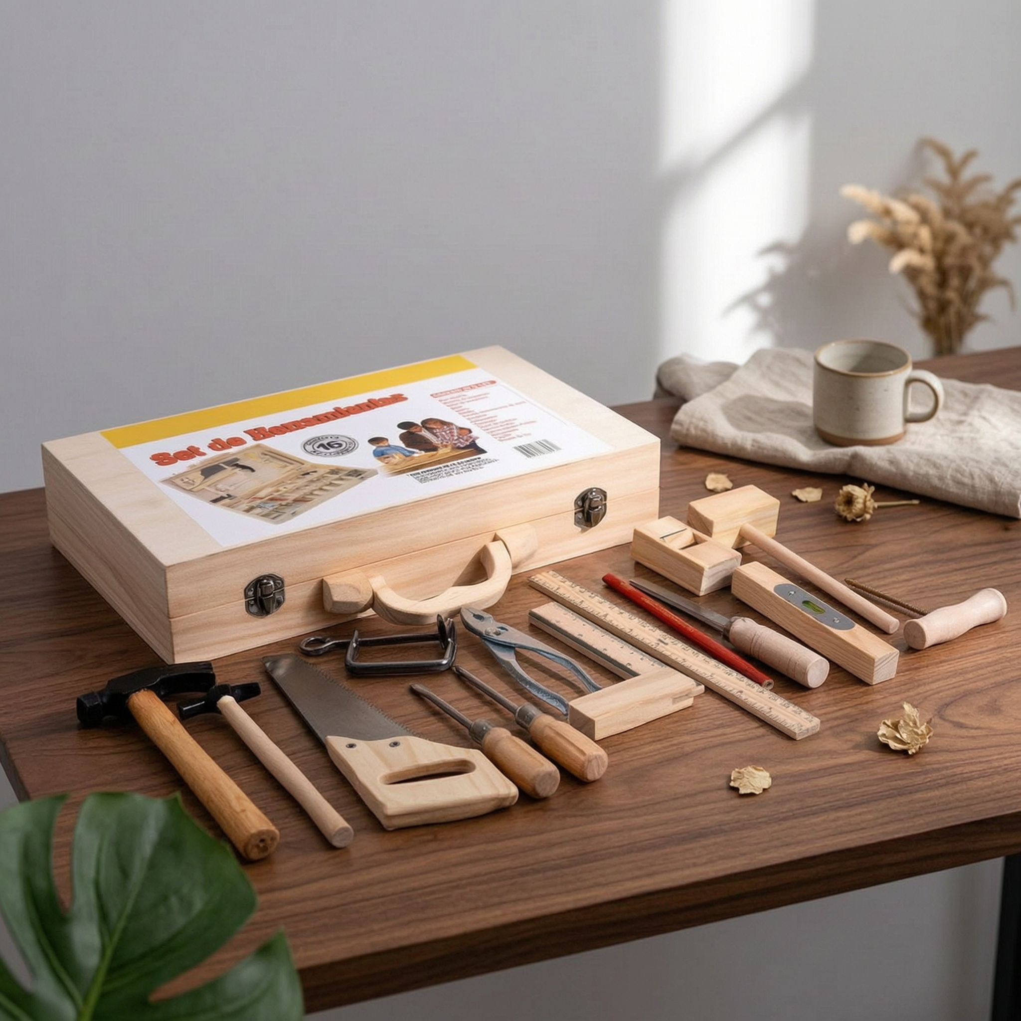 Gardening Tools For 6 Year Old - Pretend Construction Tools Wooden Toy Toolbox