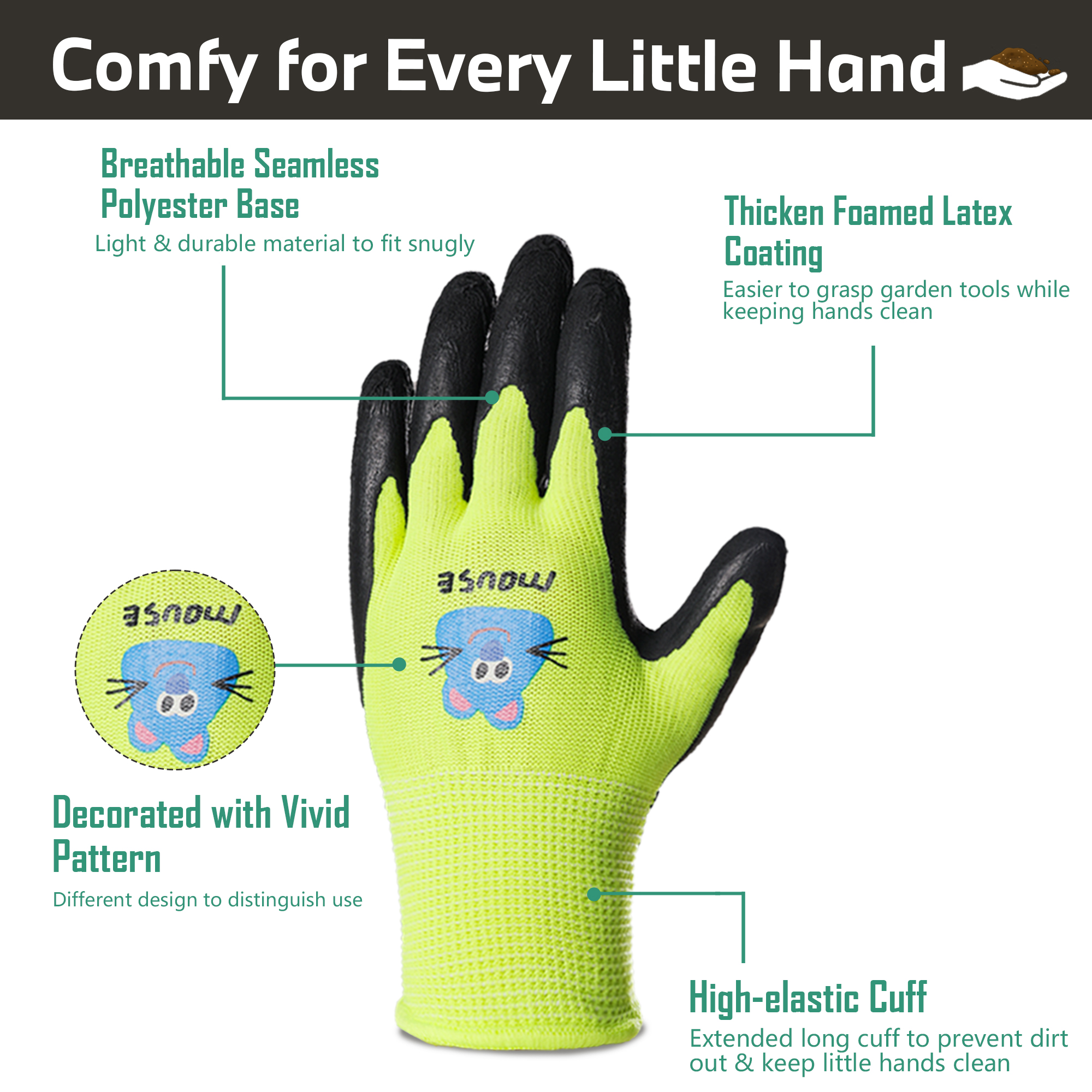 3 Pairs Kids Gardening Gloves, - مراجعة Gardening Tools For 6 Year Old وسعره