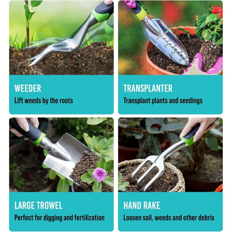9 Pcs Ergonomic Garden Tool Se - مراجعة Gardening Tools Hand وسعره