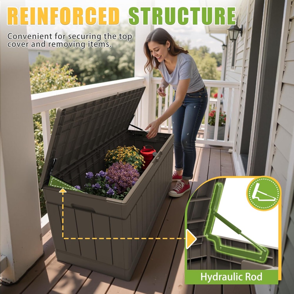 82 Gallon Outdoor Storage Box  - مراجعة Gardening Tools Box وسعره