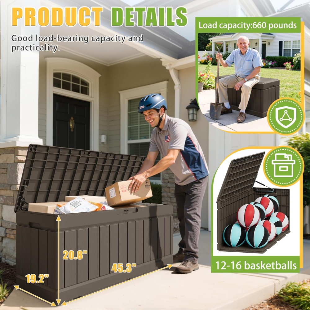 82 Gallon Outdoor Storage Box  - مراجعة Gardening Tools Box وسعره