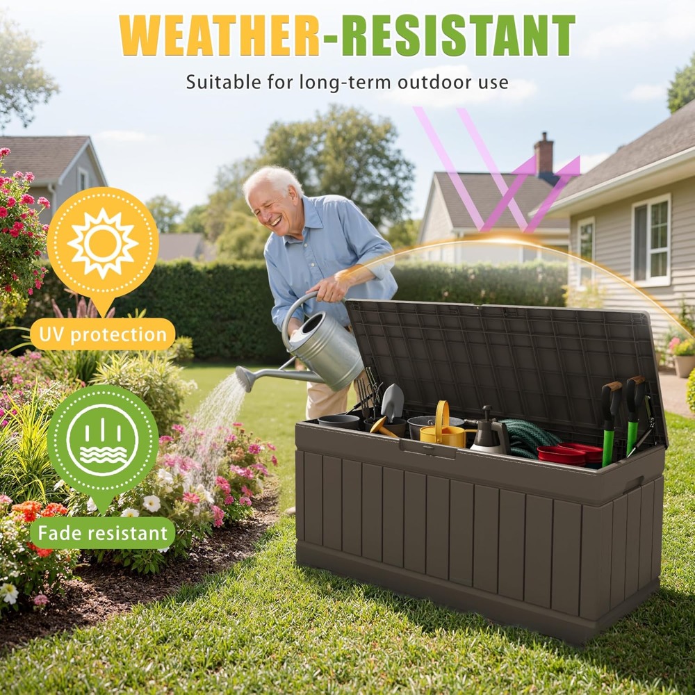 82 Gallon Outdoor Storage Box  - مراجعة Gardening Tools Box وسعره