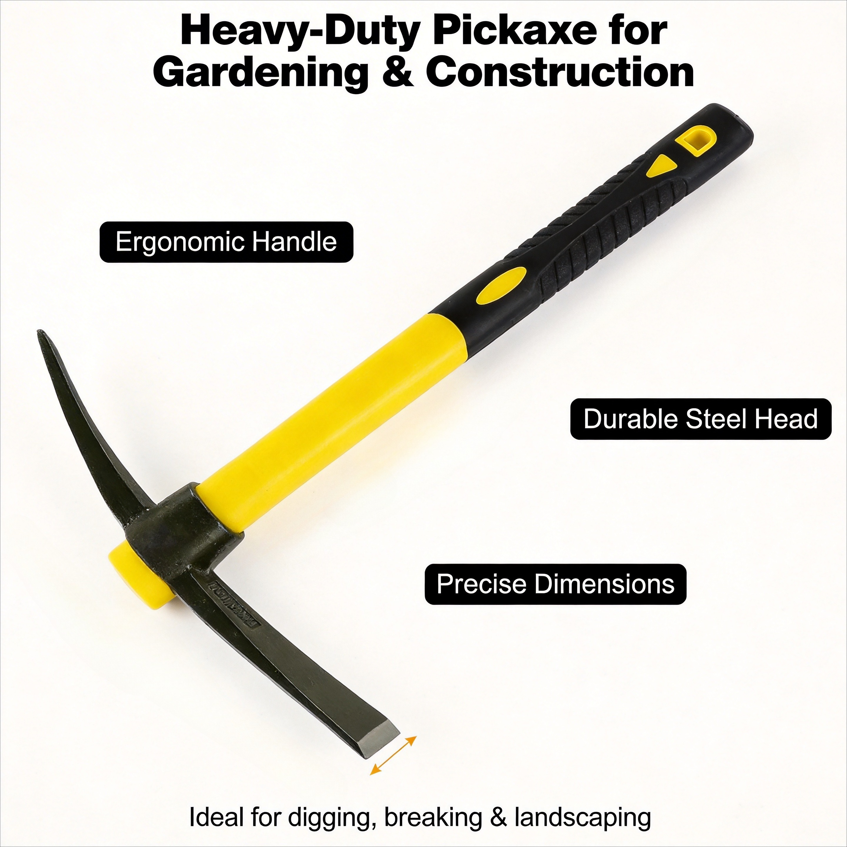 1-Piece 15-Inch Mattock Hoe Se - مراجعة Gardening Tools Yellow وسعره