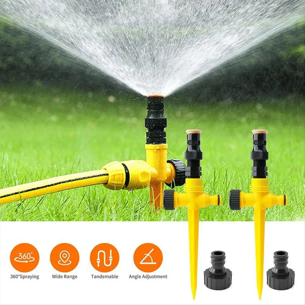 AT16 Garden Sprinkler 360° Rot - مراجعة Gardening Tools Yellow وسعره