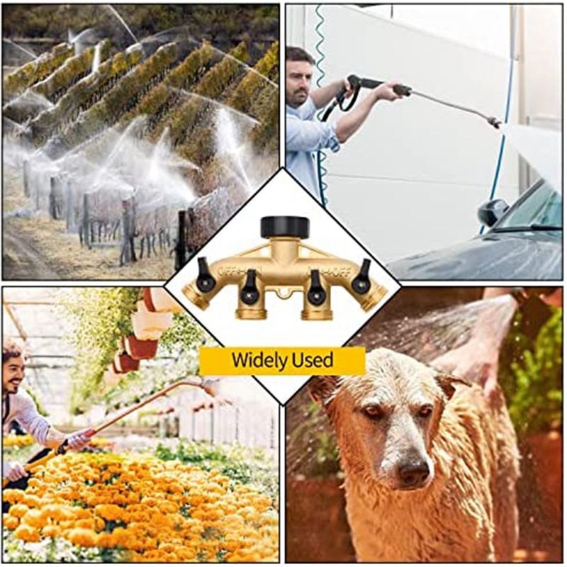 ABNQ 4 Way Brass Hose Splitter - مراجعة Gardening Tools Yellow وسعره