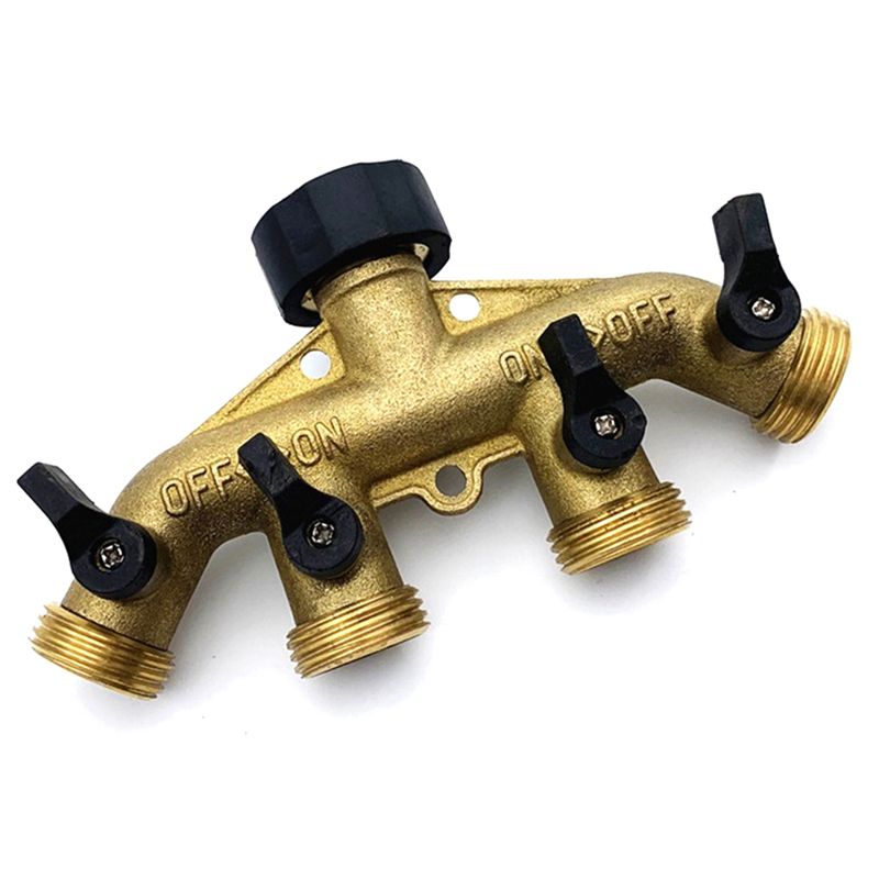 ABNQ 4 Way Brass Hose Splitter - مراجعة Gardening Tools Yellow وسعره