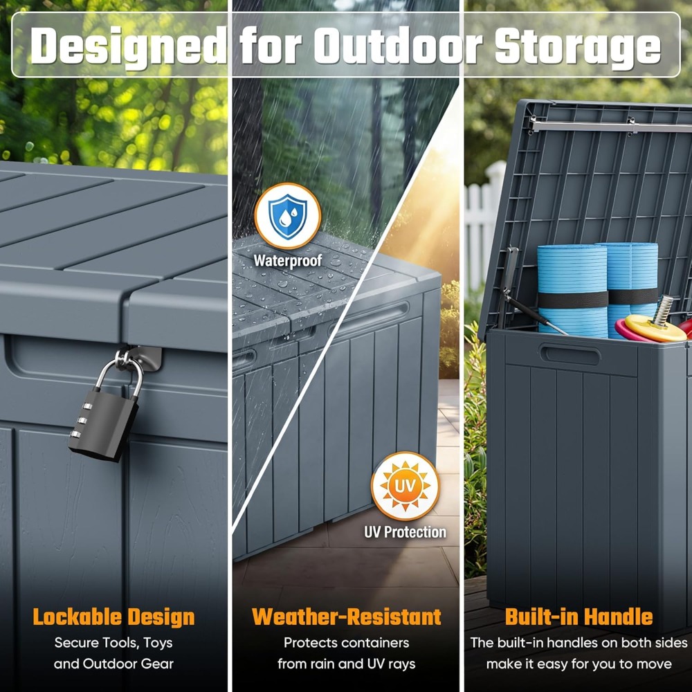 110 Gallon Outdoor Storage Box - مراجعة Gardening Tools Box وسعره